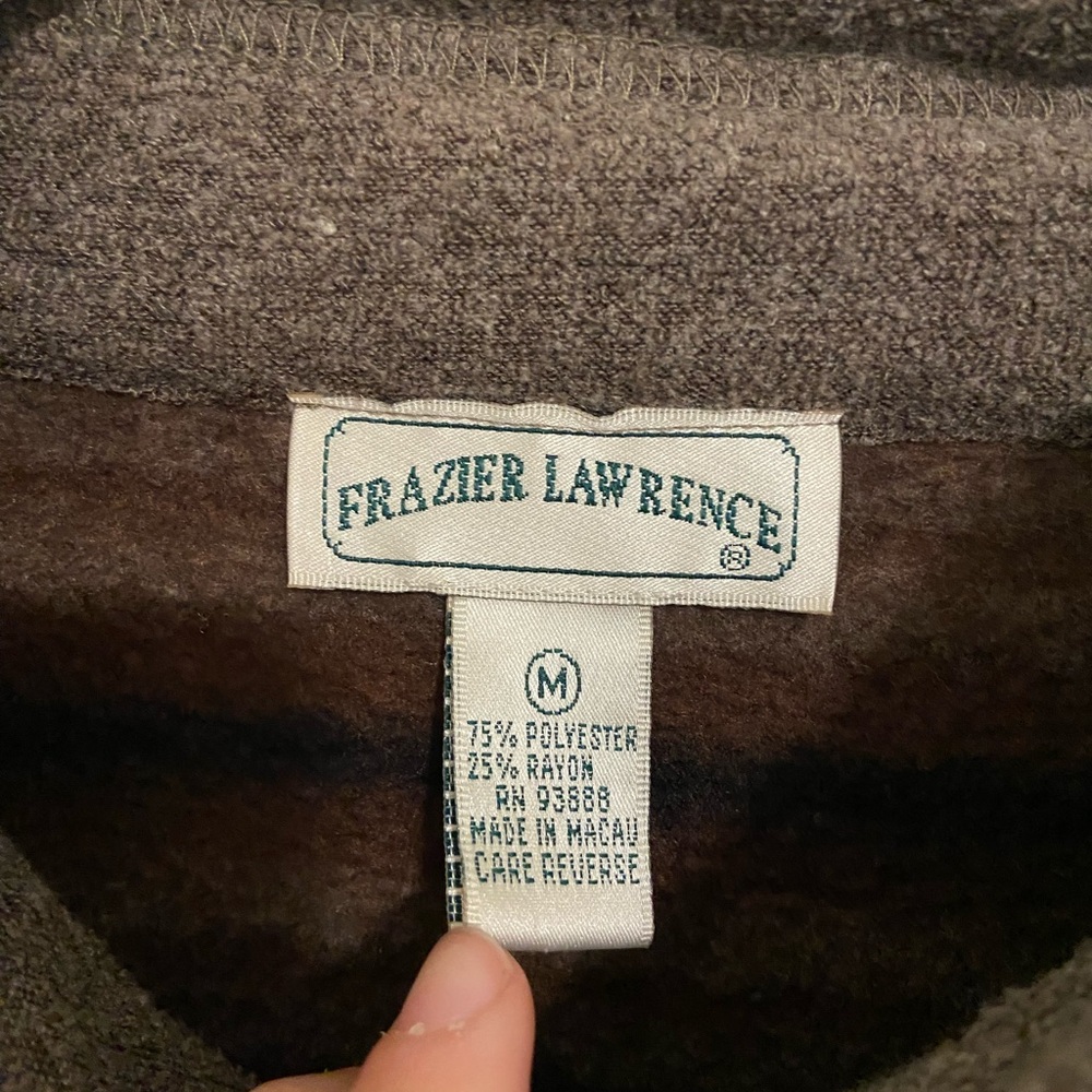 EUC Vintage Frazier Lawrence women’s brown stripe soft plush zip jacket medium - Picture 4 of 6